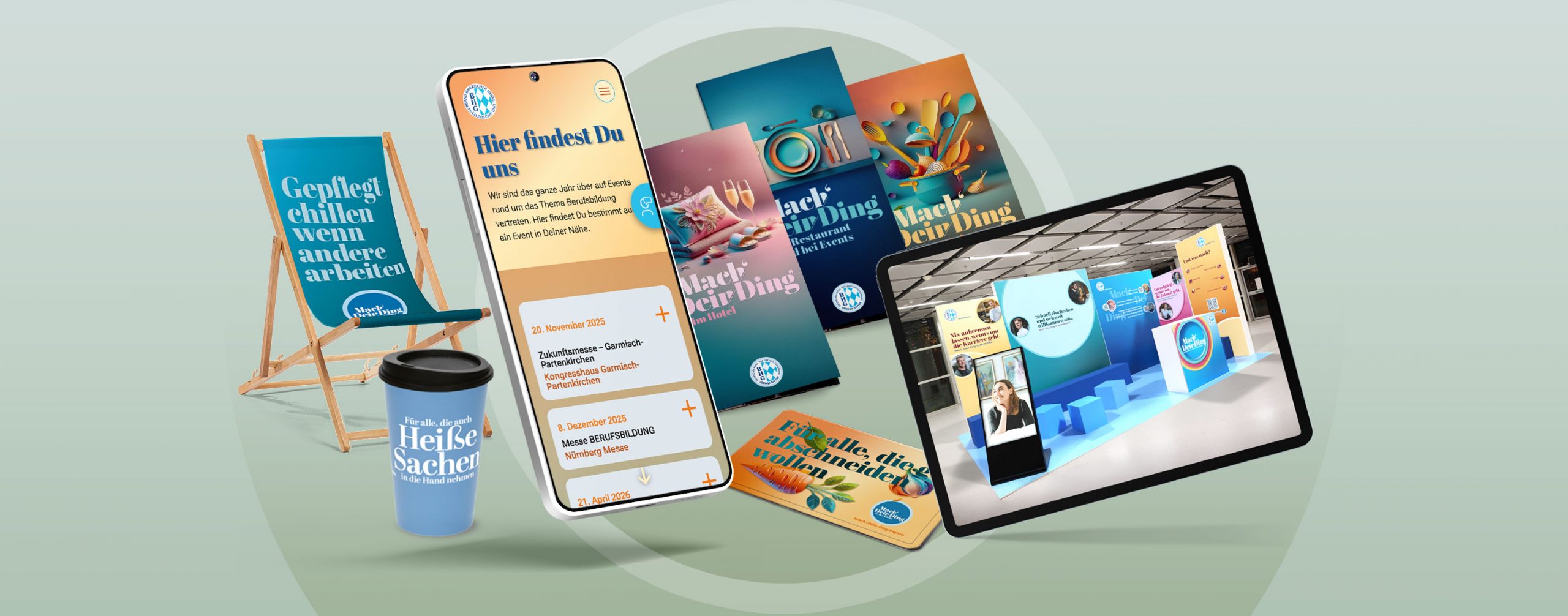 diverse kommunikationsmittel für den dehoga bayern, bereich berufsbildung